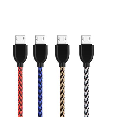 China 1.5M 2M Braided USB To Micro Charging Cable 12V 24V Double Color for sale