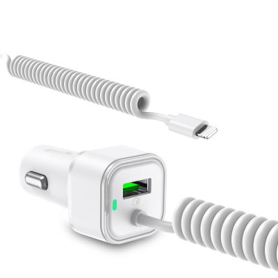 China PD 20W Syncwire Iphone Car Charger QC4.0 Fixed Coiled Cable For Iphone 12 Pro Max for sale