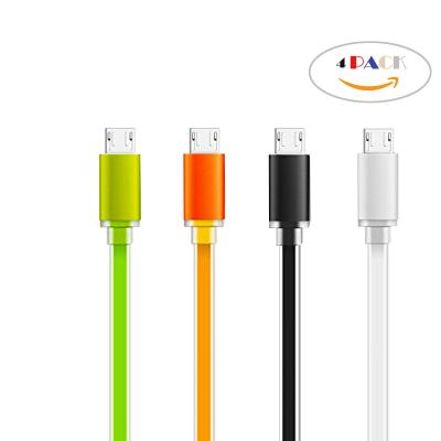 China Flat Noodle TPE USB To Micro Data Cable Fast Charging 1M 3FT Colorful for sale