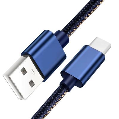 China Type C Cable Denim braided USB Type-C Blue/Black/Red 1m/2m Cable Data Sync Fast Charge USB C Cable for sale