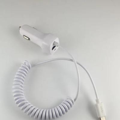 China Iphone 10W USB Car Charger Fast Charging PC Fireproof 5V 2A With Spring Data Cable for sale