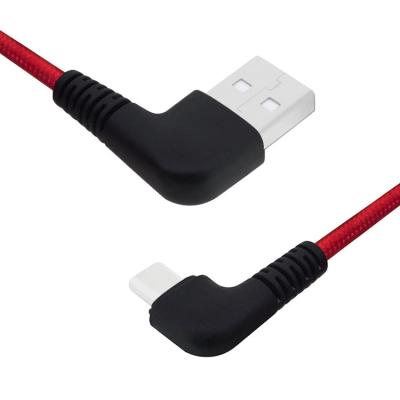 China Durable 5V 2.4A Type C USB Cables Double Elbow Type C To Type A for sale
