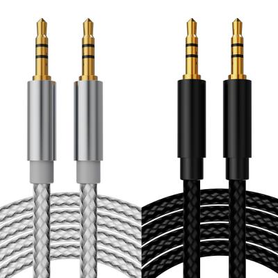 China Aluminum Shell CE GS Phone Aux Cable 3.5mm Male To Male Aux Cable Black Grey for sale