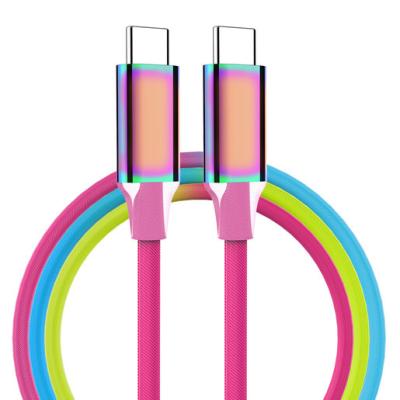 China 1m 3m USB C To USB C Cables Dense Braided Sync Rainbow Charging for sale