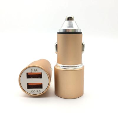 China Fast 5V 3.1A Car Charger Metal Portable QC3.0 Mobile Phone Usb Car Charger for sale