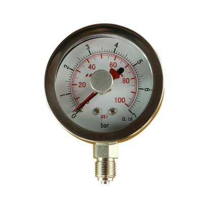 China Brass Oil Pressure Gauge Dial Size 63MM 2.5inches 0-10Bar  1/4bsp for sale