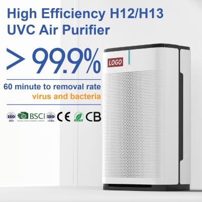 China 220V 120W UV HEPA Air Purifier 600 Sq Ft Large Room Air Filter for sale