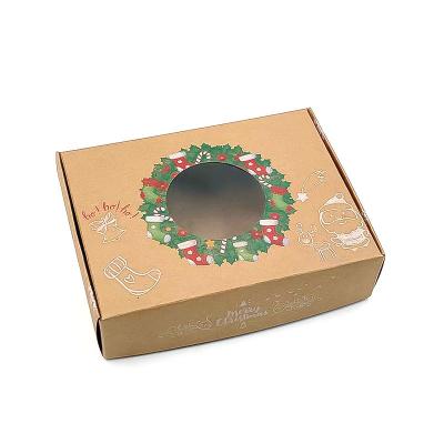 China Customized CMYK Candy Biscuit Kraft Paper Gift Box Window Open For Christmas for sale