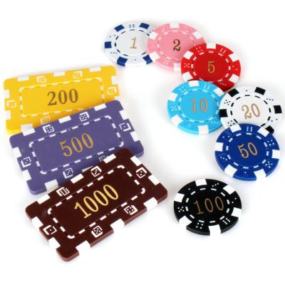 China 30MM ABS Digital Plastic Rectangle Poker Game Chips Coin Texas Game for sale