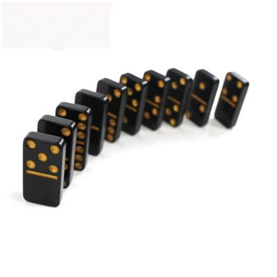 China Black And Gold Board Game Domino Set Double 9 Dominoes Set for sale