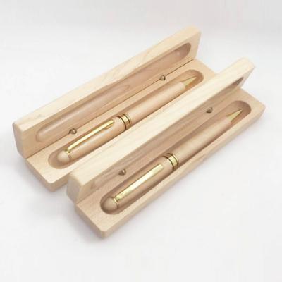 China Bamboo Color Wooden Ballpoint Pen 0.5 Mm Gift Set With Logo Customized for sale