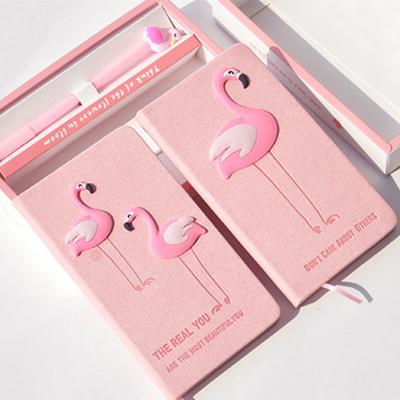 China Flamingo Pink PU Leather Notepads And Stationery Waterproof Notebook A6 Gift Set Hardcover for sale