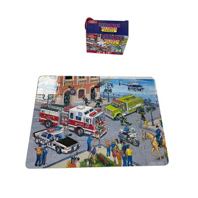 China BSCI 24 Piece Eduactional Interactive Jigsaw Puzzles Vehicles Rescue For Kids Ages 3-5 for sale