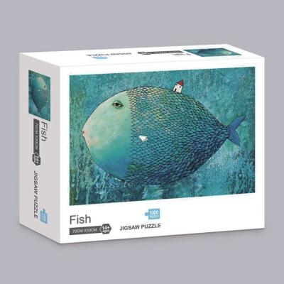 China Thick Chipboard Educational 1000pcs Jigsaw Puzzle Fish Custom Printed for sale