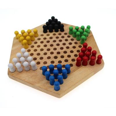 China Chinese Checkers Educational Board Game Hexagon Wooden Chess Board For Adults Kids for sale