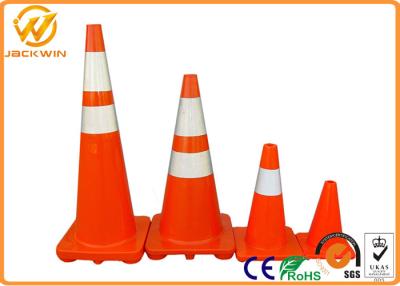 China Reflective Orange PVC Traffic Safety Cones Impact Resistant 45cm / 70cm / 90cm Height for sale
