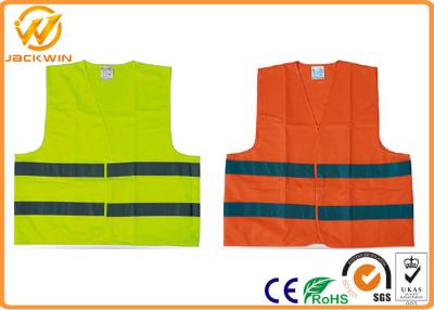 China High Visibility Polyester Reflective Safety Vests Fluorescent Orange / Yellow for sale