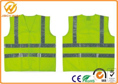 China Fluorescent Green / Orange High Visibility Safety Jacket with Reflective Strip for sale