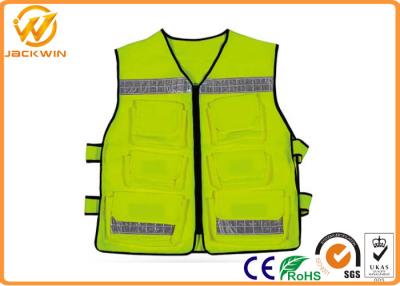 China Construction Reflective Work Vests , Velcro Highway Safety Vest with Pockets for sale