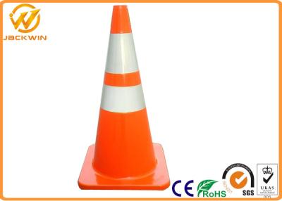China Orange PVC Traffic Safety Cones with 2 Reflective Tape 75cm Height 36 * 36 cm Base for sale