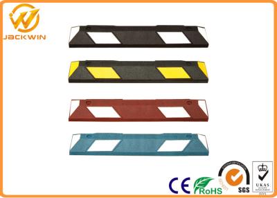 China Car Rubber Wheel Stopper with Yellow Reflective Tape Easy Installation. for sale