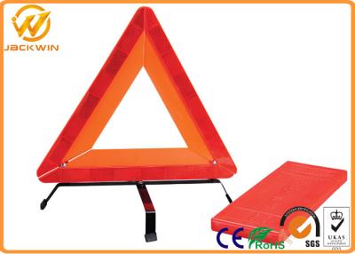 China High visibility Vehicle Reflective Warning Triangle PMMA / ABS Reflector Steel Legs for sale