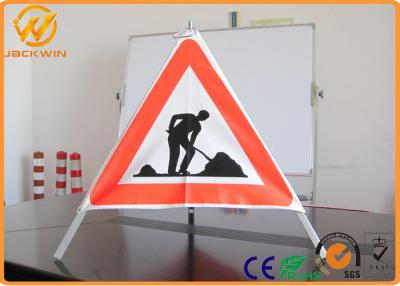 China Three legged Stand Tripod Folding Warning Sign white / red days bright for construction site for sale