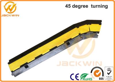 China 300 * 250 * 50mm 45 Degree 2 Channel Rubber Cable Corner Protector Yellow for sale