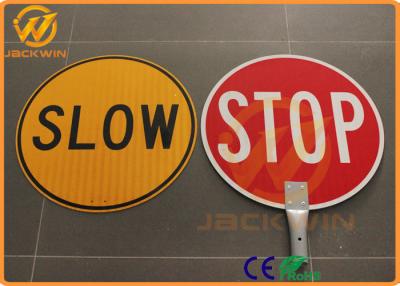 China Anti UV Reflective Traffic Warning Signs Telescopic Pole Aluminum Plate Slow Stop Bat for sale