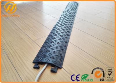 China Yellow Floor Cord Protector Cover Ramp 1 Channel PE Rubber Floor Cable Cover For Indoor for sale