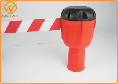 China Road Traffic Management Cones Topper 9 Meters White / Red Plastic Retractable Belt for sale