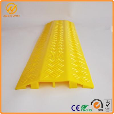 China 2 Ways Floor Cable Protector Ramp Light Duty Plastic Yellow Jacket Cord Cover for sale