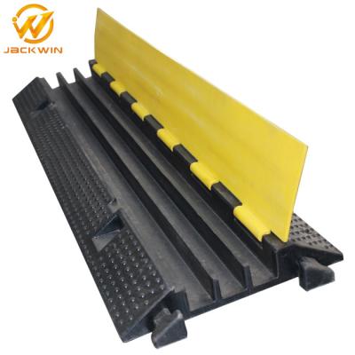 China Strong Flexible One Meter Yellow Jacket 3 Channel Cable Protector , Rubber Cable Ramps for sale