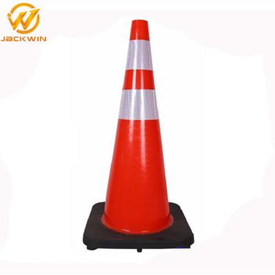 China 28 Inch Orange Pvc Traffic Safety Cones With Reflective Collar , Flexible Rubber Base for sale