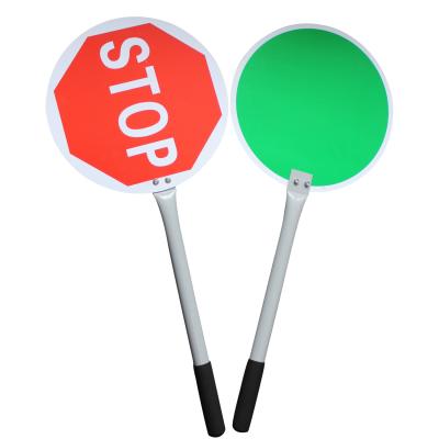 China Traffic Racket Red/Green Stop Sign with handgrip length 40 cm Traffic Control Signs for sale