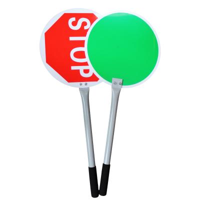 China Traffic Control Signs,Traffic Racket Red Stop/Green Warning Sign with Handgrip Length 40cm, Sign Bat 29cm for sale