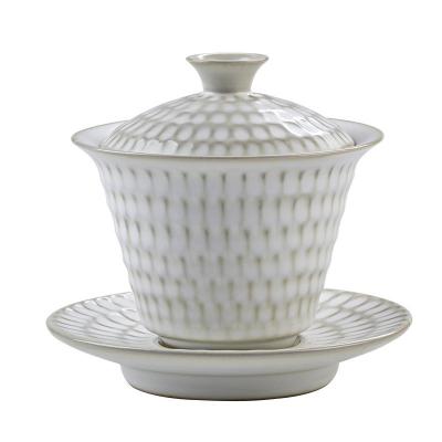 China China Ceramic Cup Kungfu Tea Set Custom Logo Gaiwan White Porcelaine Tureen Tea Bowls With Lid And Tray for sale
