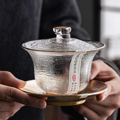 China Heat Resistant Gongfu Sancai Tea Gaiwan with Saucer Tea Set Chinese Traditional Tea Bowl Teaware Drinkware Glass Gaiwan for sale