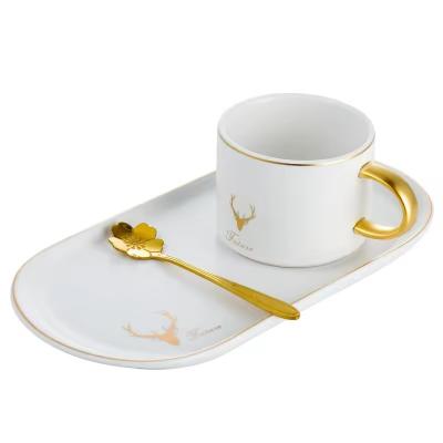 China Nordic Style Ceramic Coffee Cup With Saucer Plate Spoon Creative Drinkware Accessories Porcelain Coffee Mug Set for sale