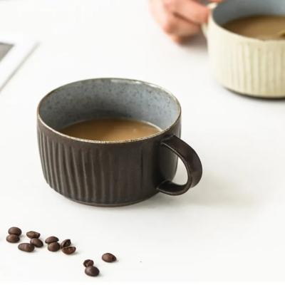 China 80ml 300ml Japanese Style Vintage Retro Ceramic Cappuccino Latte Coffee Cup Clay Tea Mug Espresso Cups for sale