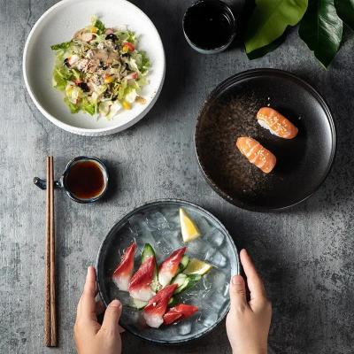 China Retro Japanese Creative Kiln Colour Ceramic Dinner Dish Plate Noodle Bowl Soup Dish Ceramic Salad Bowl For Home Restaura for sale