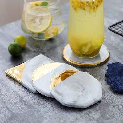China Luxury Marble Ceramic Placemat Coaster Cup Mat Pads for Wine Drink Coffee Mug Table Decoration Accessories Kitchen Tool for sale