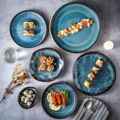 China Japanese style Kiln Ceramic tableware set Creativity salad plates dishes for restaurant ceramic dinnerware sets for sale