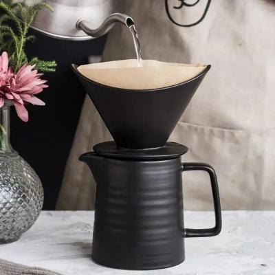China Simple Style Ceramic Coffee Filter Dripper Household Filter Cup Tableware Coffee Pot V60 Coffee Kettle Set for sale
