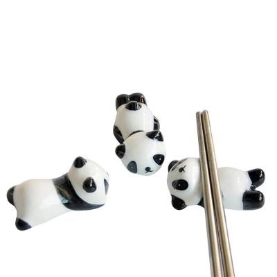 China Fashion Tableware Ceramic Chopstick Fork Spoon Rest Kitchen Chopsticks Rack Panda Chopstick Holders for sale