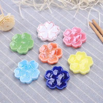 China Japanese Ceramic Multicolor Cherry Blossom Chopsticks Holder Pen Holder Ceramic Crafts Ornaments for sale