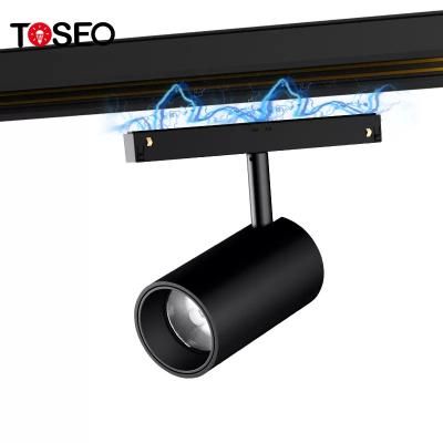 China Black 48V Magnetic Folding LED Ceiling Track Light Adjustable Rail Track Spotlight Fixture for sale