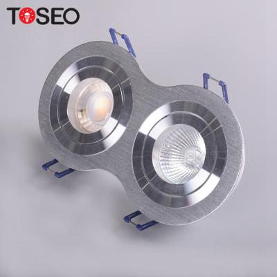 China Double Head Aluminium Ceiling Downlight 7w Satin Nickel Round LED Spotlight for sale