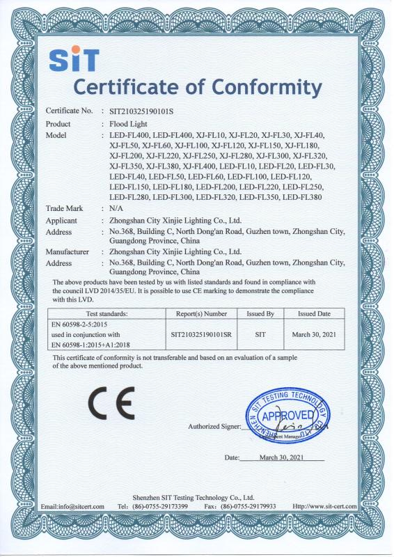 CE - Zhongshan Xin Jie Lighting Co., Ltd.