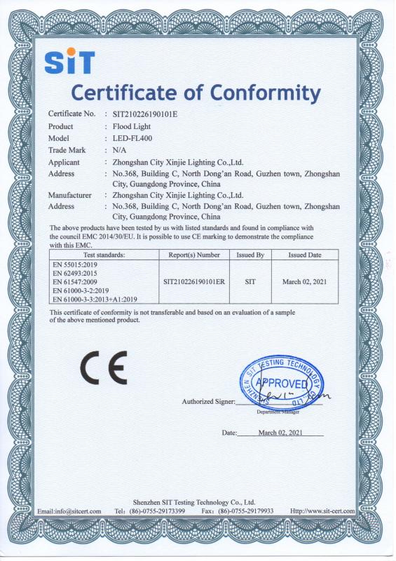 EMC - Zhongshan Xin Jie Lighting Co., Ltd.